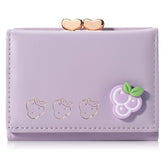 RSXING Ladies Purse Women Wallets - Small Bifold Compact Wallet for Women Ladies Card Holder Coin Purse with Cute Fruit Pattern - Credit Card Holders for Women(Purple)